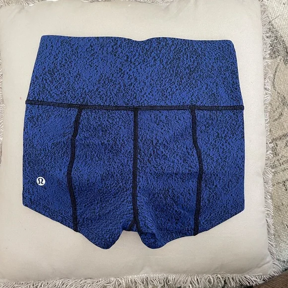 Lululemon Race Pace Tight Short Spray Jacquard Sapphire Blue Black sz. 4 - Picture 1 of 5